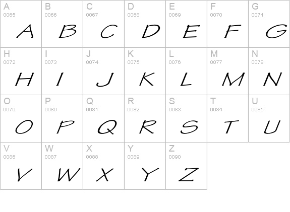 Tekton Ex Italic uppercase A-Z preview