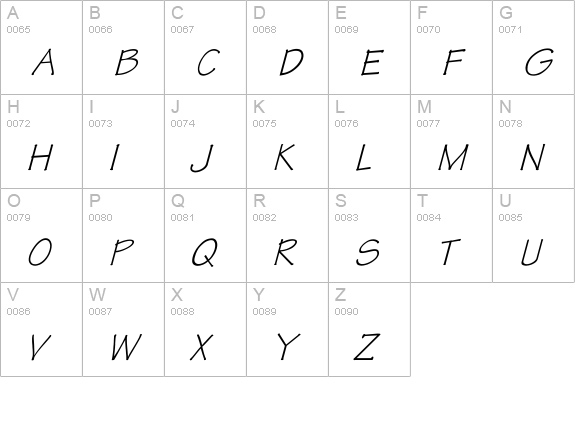 Tekton Italic uppercase A-Z preview
