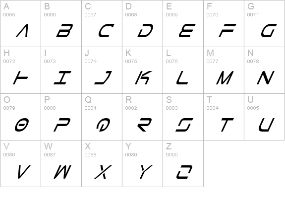 Tele-Marines Condensed Italic uppercase A-Z preview