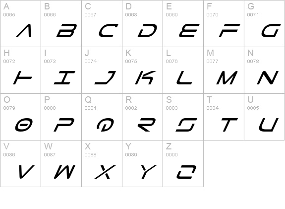 Tele-Marines Italic uppercase A-Z preview