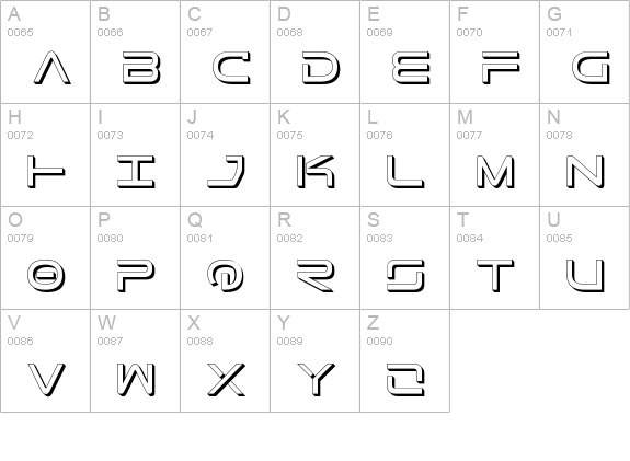 Tele-Marines Shadow uppercase A-Z preview