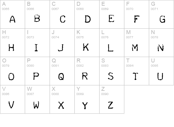 Teleprinter Intalic uppercase A-Z preview