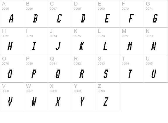 Telidon CdHv Italic uppercase A-Z preview