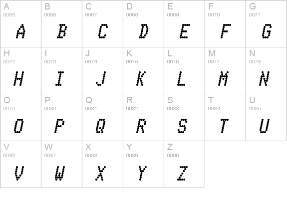 Telidon Hv Italic uppercase A-Z preview