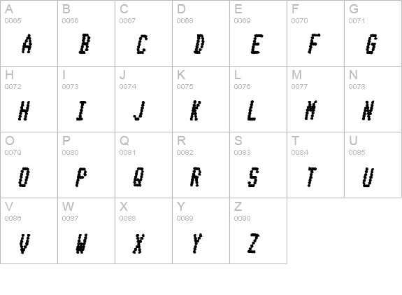 Telidon Ink CdHv Italic uppercase A-Z preview