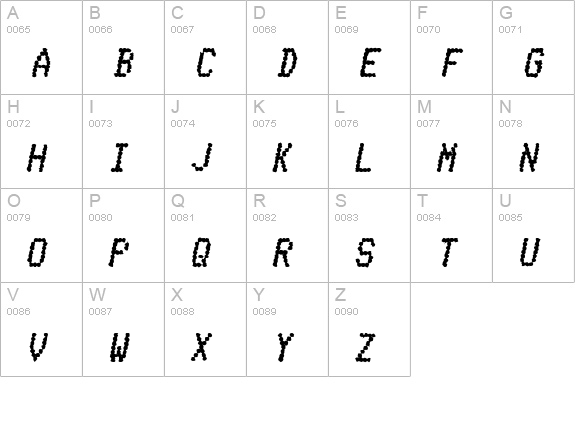 Telidon Ink Hv Italic uppercase A-Z preview
