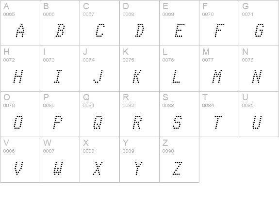 Telidon Italic uppercase A-Z preview