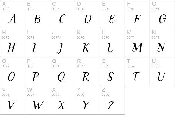 TemaCantante-Italic uppercase A-Z preview