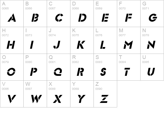Templett BoldItalic uppercase A-Z preview