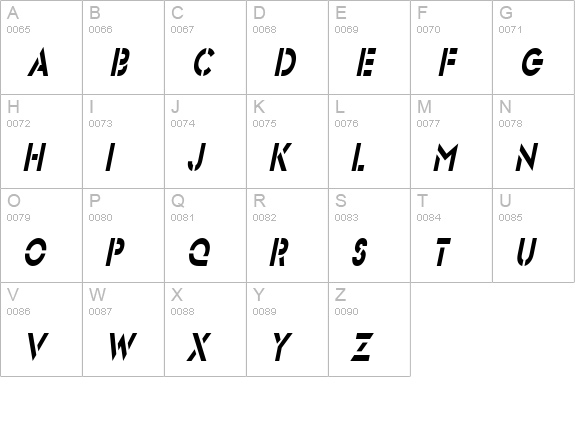 Templett Condensed Italic uppercase A-Z preview