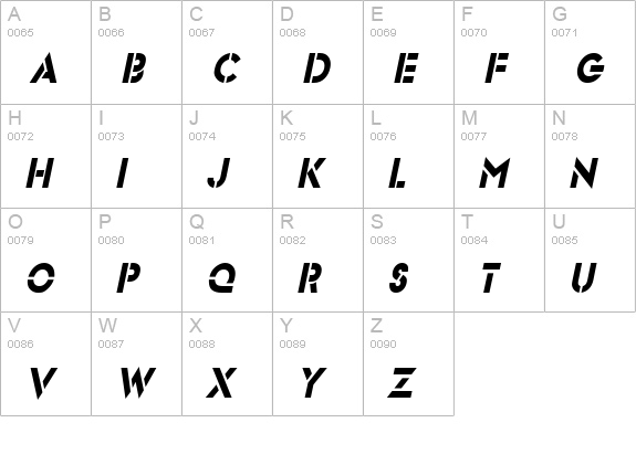 Templett S Condensed BoldItalic uppercase A-Z preview