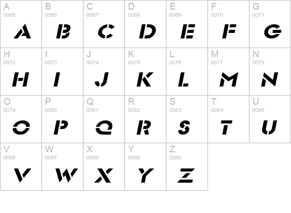 Templett Wide BoldItalic uppercase A-Z preview