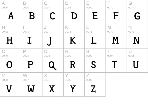 TempMono uppercase A-Z preview