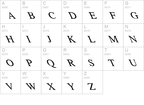 Tempo Font Extreme Lefti uppercase A-Z preview