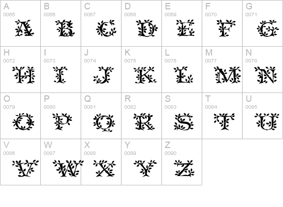 TenderleafCaps uppercase A-Z preview