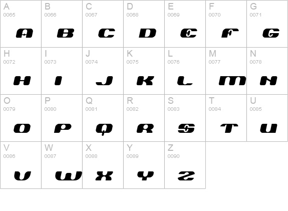 Terminal-Italic uppercase A-Z preview