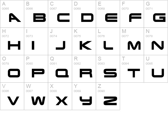 Terminator Real NFI uppercase A-Z preview