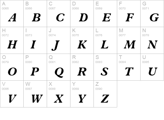 Terminus Black SSi Bold Italic uppercase A-Z preview
