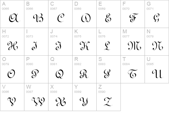 Terpsichoreâ„¢ uppercase A-Z preview