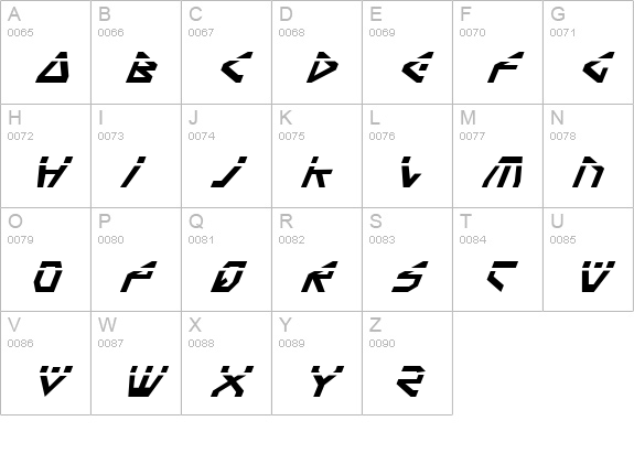 Terra Firma Laser Italic uppercase A-Z preview