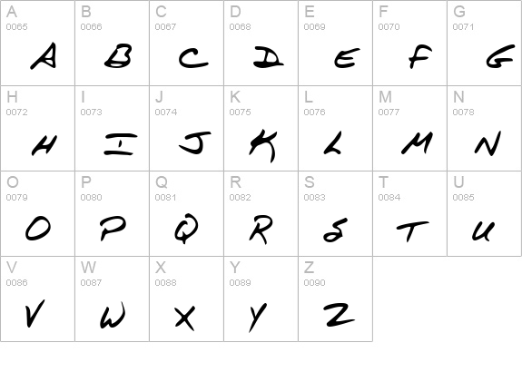 TerrysHand uppercase A-Z preview