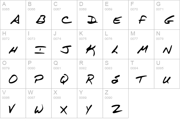 TerrysHand Regular uppercase A-Z preview