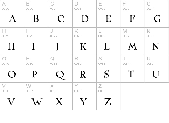 Testament-SmallCaps uppercase A-Z preview