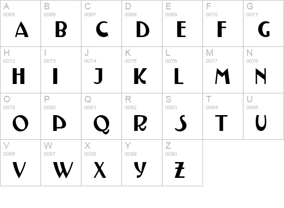 TestarossaNF uppercase A-Z preview