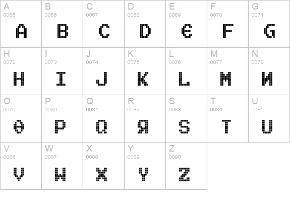 Tetroserbogia uppercase A-Z preview