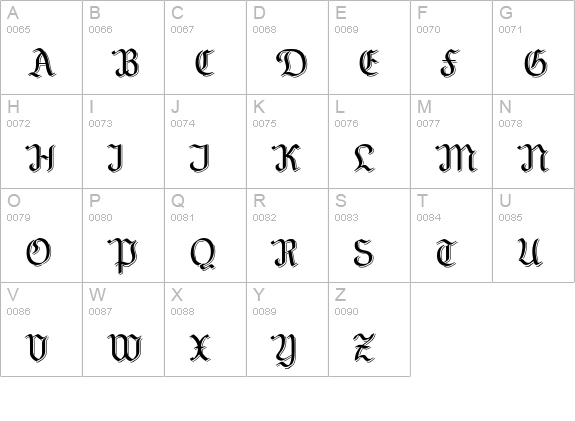 Teutonia uppercase A-Z preview
