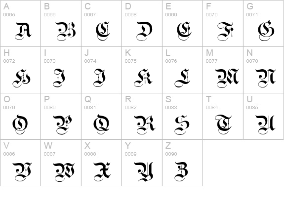 Teutonic No1 DemiBold uppercase A-Z preview