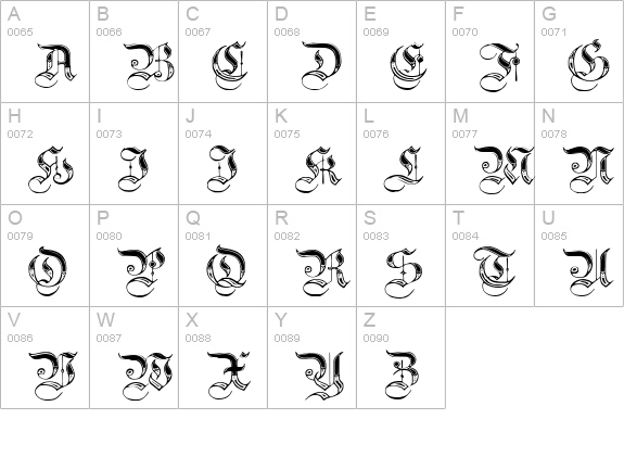 Teutonic No4 DemiBold uppercase A-Z preview