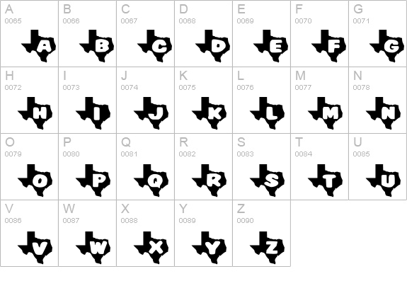 Texas uppercase A-Z preview