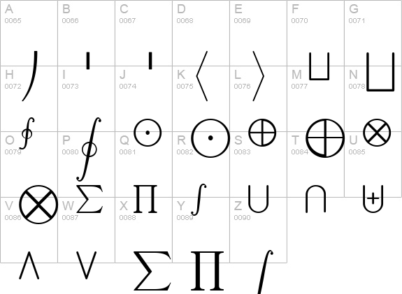 TeXplus EX uppercase A-Z preview