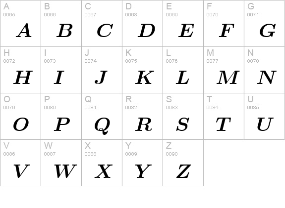 TeXplus MI Bold uppercase A-Z preview