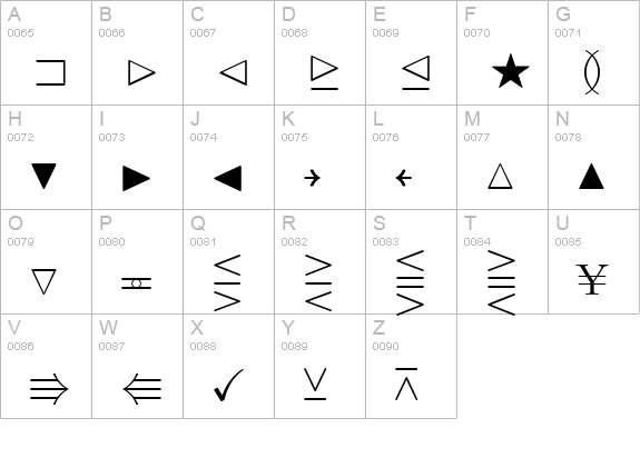 TeXplus SA uppercase A-Z preview