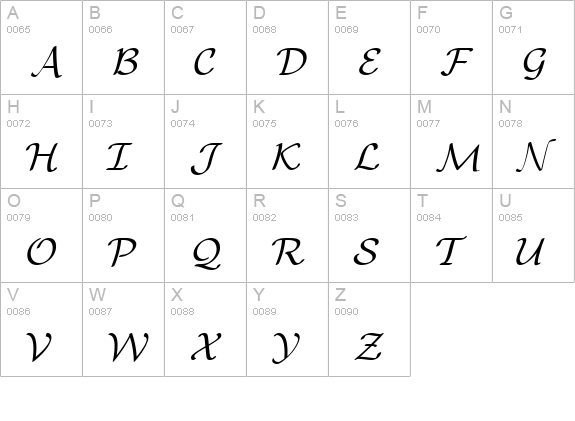 TeXplus SY uppercase A-Z preview