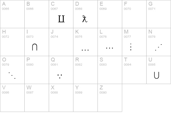 TeXplus TE uppercase A-Z preview