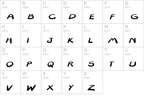 Textapoint uppercase A-Z preview