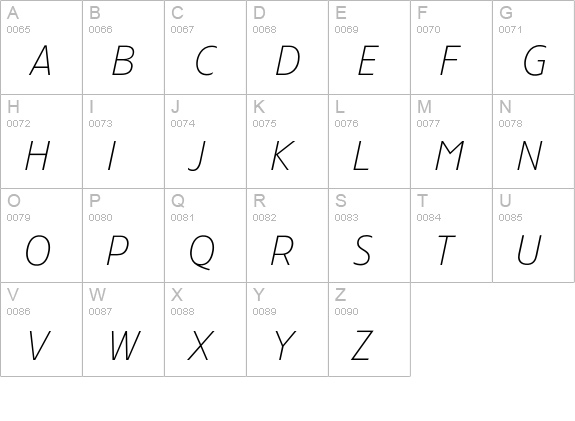 TFForever-ExtraLightItalic uppercase A-Z preview