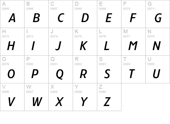 TFForever-MediumItalic uppercase A-Z preview