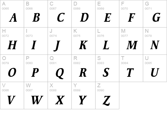 TFHabitat-BoldItalic uppercase A-Z preview