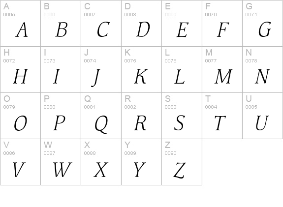 TFHabitat-Italic uppercase A-Z preview
