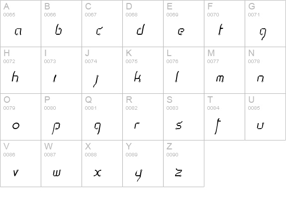 Thaipe ThinItalic uppercase A-Z preview