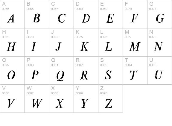 ThamesRandom-Italic uppercase A-Z preview