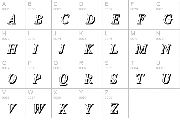 ThamesShadow-Italic uppercase A-Z preview