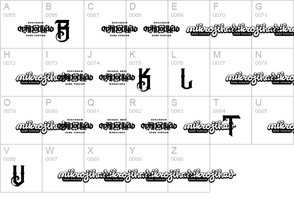 The Black Veil DEMO uppercase A-Z preview