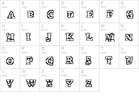 The Interzone uppercase A-Z preview