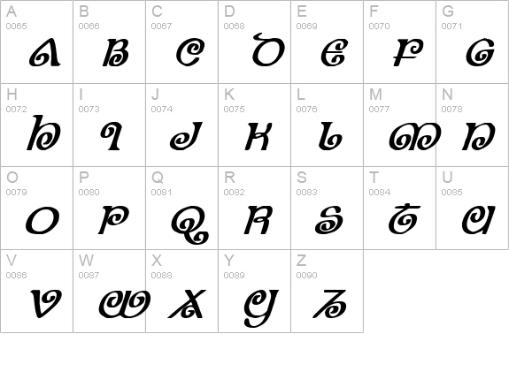 The Shire Bold Italic uppercase A-Z preview