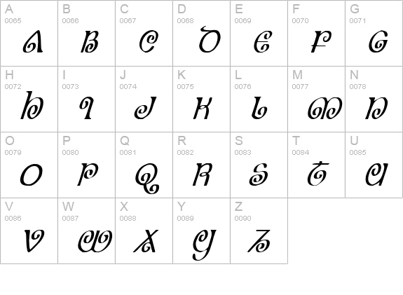 The Shire Condensed Italic uppercase A-Z preview